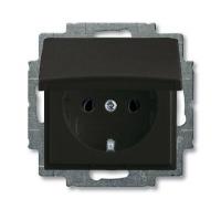 Розетка ABB Basic55 Schuko с/з 16A 250V IP44 с крышкой безвинтовой зажим chateau-черный 2CKA002018A1502
