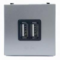 Розетка 2хUSB ABB Zenit серебро 2CLA228500N1301