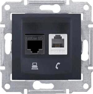 Розетка телефонная RJ-11 и Ethernet RJ-45 Schneider Electric Sedna UTP SDN5100170 Розетка телефонная RJ-11 и Ethernet RJ-45 Schneider Electric Sedna UTP SDN5100170