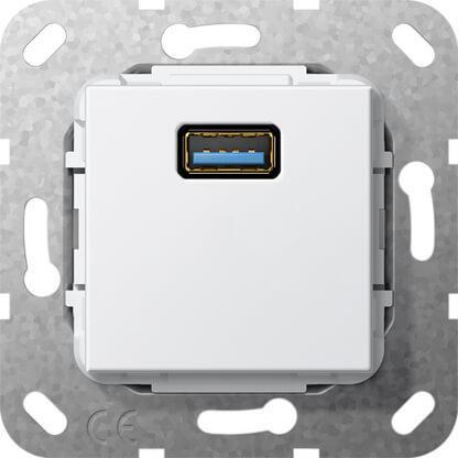 Розетка USB 3.0 A Gira System 55 разветвительный кабель чисто-белый глянцевый 568303 Розетка USB 3.0 A Gira System 55 разветвительный кабель чисто-белый глянцевый 568303
