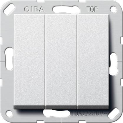 Выключатель трехклавишный Gira System 55 10A 250V алюминий 284426 Выключатель трехклавишный Gira System 55 10A 250V алюминий 284426