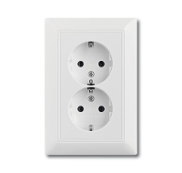 Розетка двойная ABB Basic55 Schuko с/з 16A 250V безвинтовой зажим альпийский белый 2CKA002014A1462