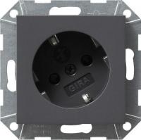 Розетка Gira System 55 Schuko с/з со шторками 16A 250V безвинтовой зажим антрацит 041828