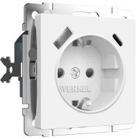 Розетка с заземлением, шторками и USB тип A+C Werkel белый матовый W1171761 4690389213267