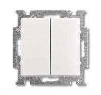 Выключатель двухклавишный ABB Basic55 10A 250V альпийский белый 2CKA001012A2141
