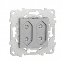 Розетка двойная Schneider Electric Unica New б/з со шторками NU503130