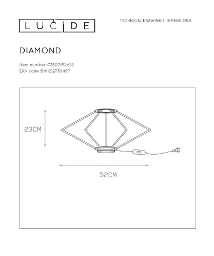 Настольная лампа Lucide Diamond 73507/52/02 Настольная лампа Lucide Diamond 73507/52/02