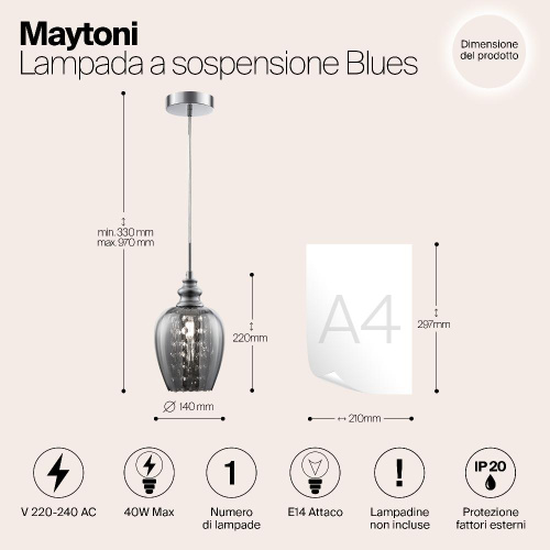 Подвесной светильник Maytoni Blues MOD033-PL-01-N Подвесной светильник Maytoni Blues MOD033-PL-01-N