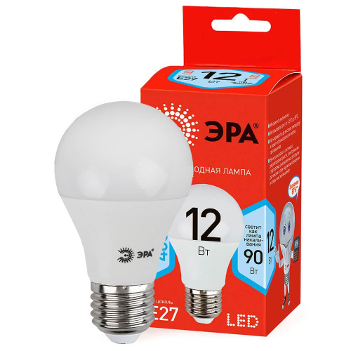 Лампа светодиодная ЭРА E27 12W 4000K матовая ECO LED A60-12W-840-E27 Б0030027 Лампа светодиодная ЭРА E27 12W 4000K матовая ECO LED A60-12W-840-E27 Б0030027