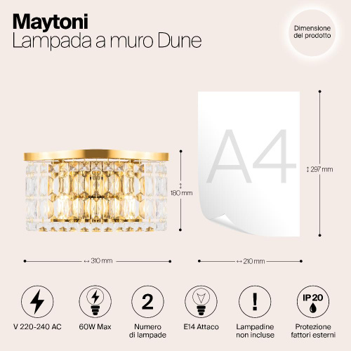 Настенный светильник Maytoni Dune DIA005WL-02G Настенный светильник Maytoni Dune DIA005WL-02G
