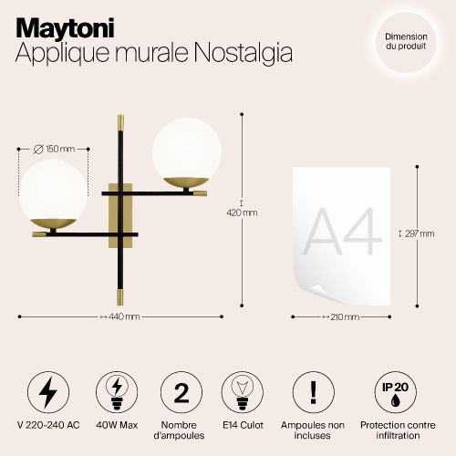 Бра Maytoni Nostalgia MOD050WL-02G Бра Maytoni Nostalgia MOD050WL-02G