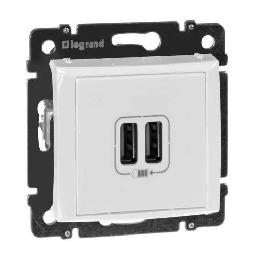 Розетка USB двойная Legrand Valena 240V/5V 2400mA белая 770470 Розетка USB двойная Legrand Valena 240V/5V 2400mA белая 770470