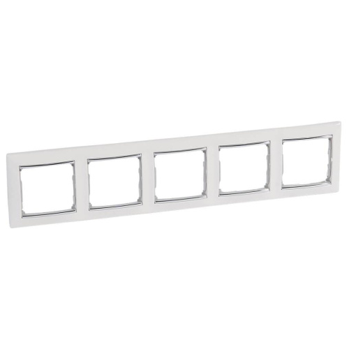 Рамка 5-постовая Legrand Valena белая/серебряный штрих 770495 Рамка 5-постовая Legrand Valena белая/серебряный штрих 770495