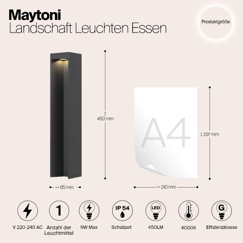 Уличный светодиодный светильник Maytoni Essen O596FL-L9GR4K Уличный светодиодный светильник Maytoni Essen O596FL-L9GR4K