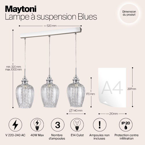 Подвесной светильник Maytoni Blues MOD044-PL-03-N Подвесной светильник Maytoni Blues MOD044-PL-03-N