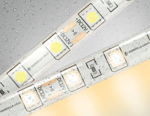 Светодиодная влагозащищенная лента Ambrella Light 14,4W/m 60LED/m 5050SMD теплый белый 5M GS2101 Светодиодная влагозащищенная лента Ambrella Light 14,4W/m 60LED/m 5050SMD теплый белый 5M GS2101