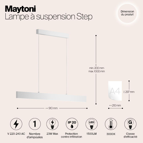 Подвесной светодиодный светильник Maytoni Step P010PL-L23W Подвесной светодиодный светильник Maytoni Step P010PL-L23W