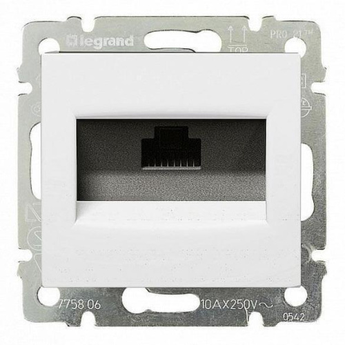 Розетка компьютерная RJ45 Legrand Valena 5e кат UTP с захватами белая 774230 Розетка компьютерная RJ45 Legrand Valena 5e кат UTP с захватами белая 774230