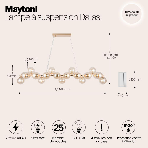 Подвесная люстра Maytoni Dallas MOD547PL-25G Подвесная люстра Maytoni Dallas MOD547PL-25G
