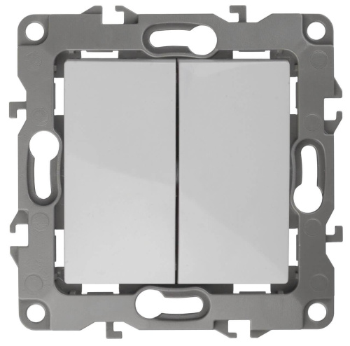 Выключатель двухклавишный ЭРА 12 10AX 250V 12-1004-01 Б0014651 Выключатель двухклавишный ЭРА 12 10AX 250V 12-1004-01 Б0014651