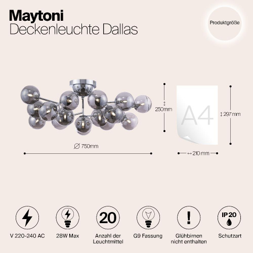 Потолочная люстра Maytoni Dallas MOD545PL-20CH Потолочная люстра Maytoni Dallas MOD545PL-20CH
