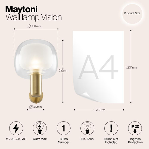 Бра Maytoni Vision MOD411WL-01G Бра Maytoni Vision MOD411WL-01G