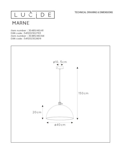 Подвесной светильник Lucide Marne 30485/40/41 Подвесной светильник Lucide Marne 30485/40/41