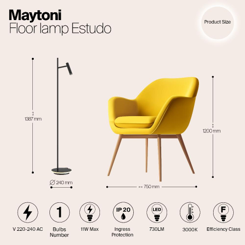 Торшер Maytoni Estudo Z010FL-L8B3K Торшер Maytoni Estudo Z010FL-L8B3K