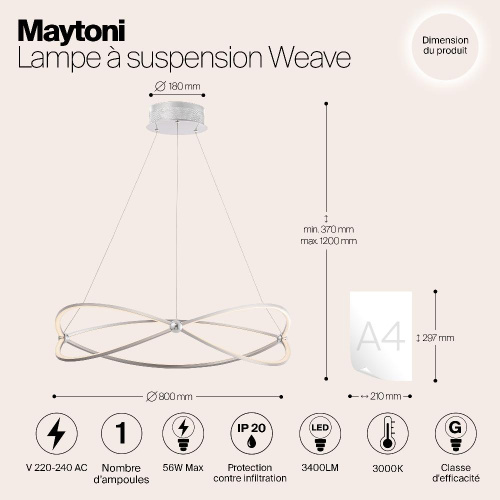 Подвесной светодиодный светильник Maytoni Weave MOD062PL-L56CH3K Подвесной светодиодный светильник Maytoni Weave MOD062PL-L56CH3K