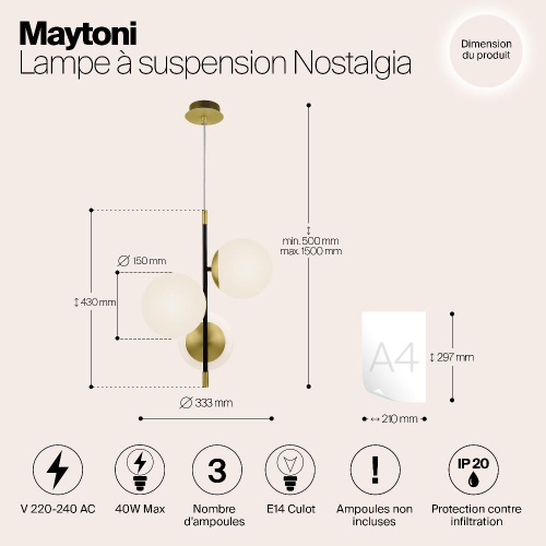 Подвесной светильник Maytoni Nostalgia MOD048PL-03G Подвесной светильник Maytoni Nostalgia MOD048PL-03G