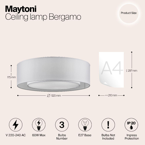 Потолочный светильник Maytoni Bergamo MOD617CL-04GR Потолочный светильник Maytoni Bergamo MOD617CL-04GR