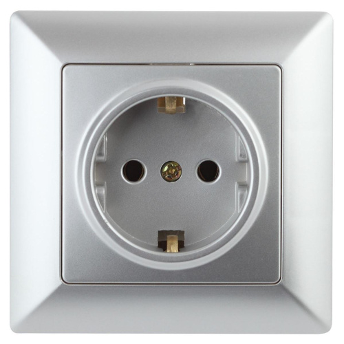 Розетка двойная ЭРА Intro Solo Schuko 2X2P+E 16A 250V со шторками серебро 4-206-03 Б0043342 Розетка двойная ЭРА Intro Solo Schuko 2X2P+E 16A 250V со шторками серебро 4-206-03 Б0043342