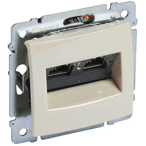 Розетка компьютерная 2хRJ45 Legrand Valena 6 кат UTP с захватами слоновая кость 774147 Розетка компьютерная 2хRJ45 Legrand Valena 6 кат UTP с захватами слоновая кость 774147