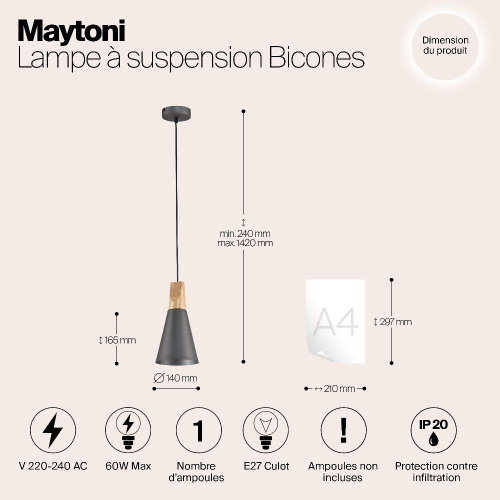 Подвесной светильник Maytoni Bicones P359-PL-140-C Подвесной светильник Maytoni Bicones P359-PL-140-C
