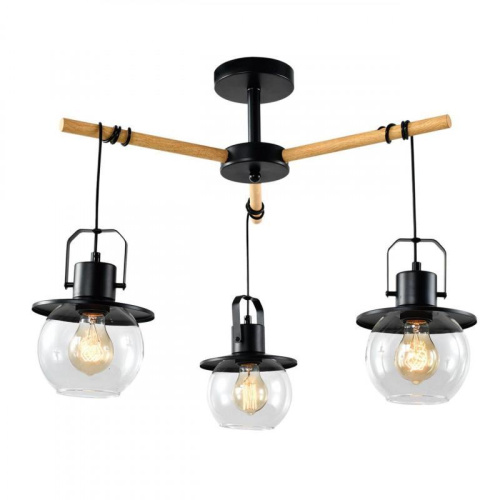 Потолочная люстра IMEX Freedom MD.23044-3-S-BK+WOOD Потолочная люстра IMEX Freedom MD.23044-3-S-BK+WOOD