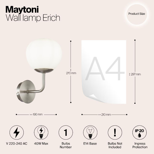 Бра Maytoni Erich MOD221-WL-01-N Бра Maytoni Erich MOD221-WL-01-N