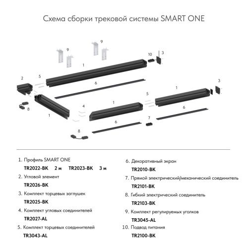 Комплект угловых соединителей шинопровода Denkirs Smart (4шт) TR2027-AL