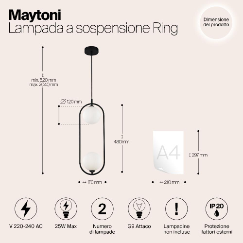 Подвесной светильник Maytoni Ring MOD013PL-02B Подвесной светильник Maytoni Ring MOD013PL-02B