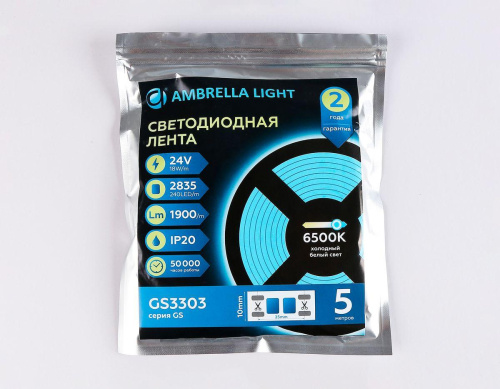 Светодиодная лента Ambrella Light 18W/m 240LED/m 2835SMD холодный белый 5M GS3303 Светодиодная лента Ambrella Light 18W/m 240LED/m 2835SMD холодный белый 5M GS3303