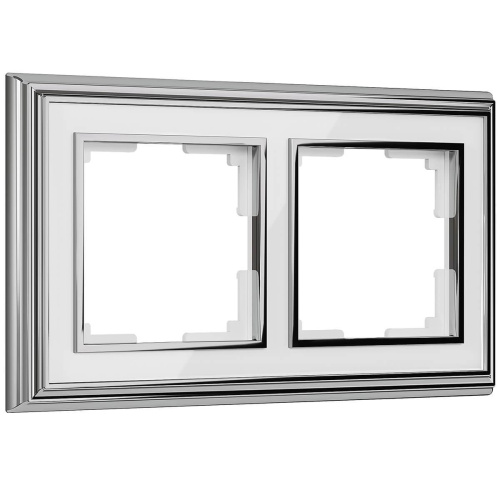 Рамка Werkel Palacio на 2 поста хром/белый WL17-Frame-02 4690389108105 Рамка Werkel Palacio на 2 поста хром/белый WL17-Frame-02 4690389108105