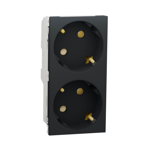 Розетка двойная Schneider Electric Unica New Modular с/з со шторками NU306754A Розетка двойная Schneider Electric Unica New Modular с/з со шторками NU306754A