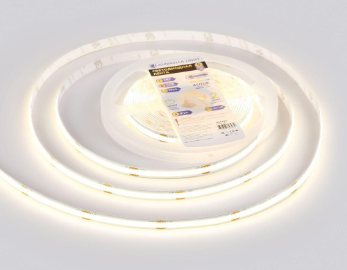 Светодиодная лента Ambrella Light 12W/m 480LED/m COB дневной белый 5M GS4702 Светодиодная лента Ambrella Light 12W/m 480LED/m COB дневной белый 5M GS4702