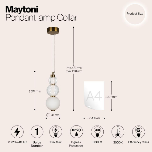 Подвесной светильник Maytoni P069PL-L16G3K Подвесной светильник Maytoni P069PL-L16G3K