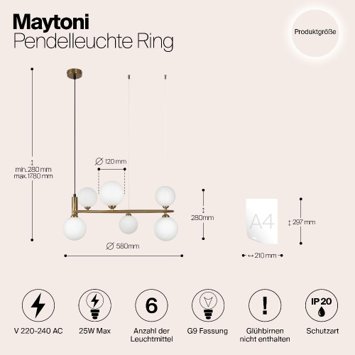 Подвесной светильник Maytoni MOD013PL-06BS1 Подвесной светильник Maytoni MOD013PL-06BS1
