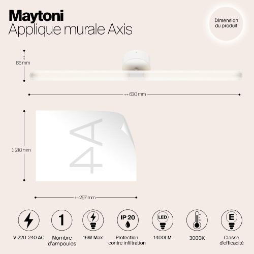 Подсветка для зеркал Maytoni Axis MOD106WL-L16W3K Подсветка для зеркал Maytoni Axis MOD106WL-L16W3K