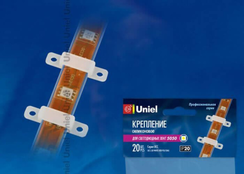 Крепление для светодиодной ленты (06616) Uniel UCC-L08 White 020 Polybag Крепление для светодиодной ленты (06616) Uniel UCC-L08 White 020 Polybag