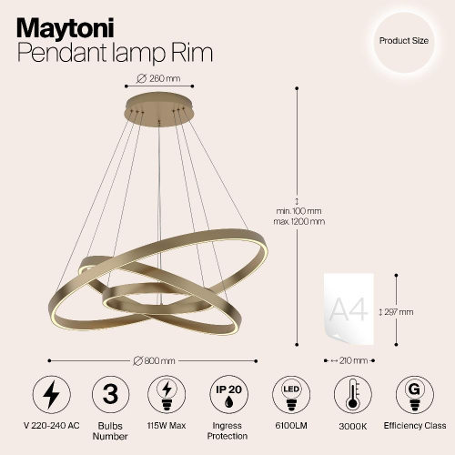 Подвесной светильник Maytoni MOD058PL-L100BS3K Подвесной светильник Maytoni MOD058PL-L100BS3K