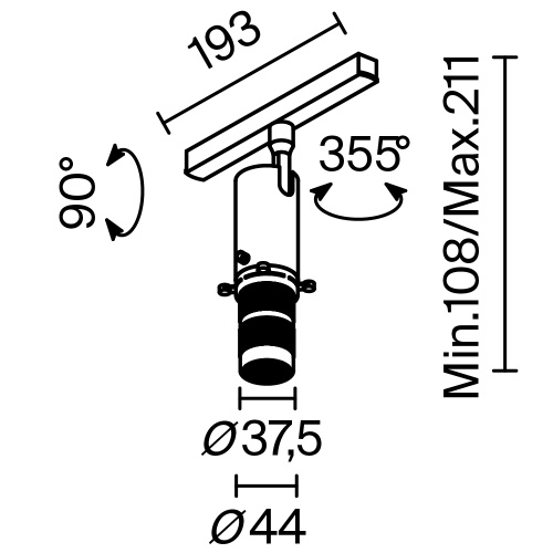 Трековый светильник Technical TR108-2-10W3K-B Трековый светильник Technical TR108-2-10W3K-B