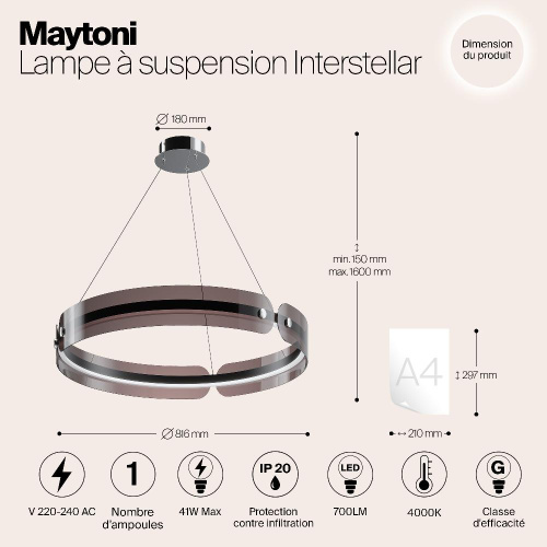 Подвесной светодиодный светильник Maytoni Interstellar MOD309PL-L40GR4K Подвесной светодиодный светильник Maytoni Interstellar MOD309PL-L40GR4K