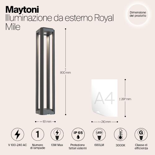 Ландшафтный светодиодный светильник Maytoni Royal Mile O019FL-L12GR3K Ландшафтный светодиодный светильник Maytoni Royal Mile O019FL-L12GR3K